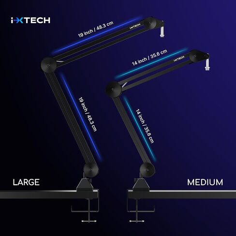 IXTECH Microphone Boom Arm Stand, Heavy Duty Adjustable Mic Stand with Cable Ties, Desk Mount Arm Stand for Gaming Streaming Podcasting (LARGE). in Saudi Arabia