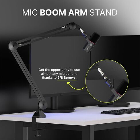 IXTECH Microphone Boom Arm Stand, Heavy Duty Adjustable Mic Stand with Cable Ties, Desk Mount Arm Stand for Gaming Streaming Podcasting (LARGE). in Saudi Arabia