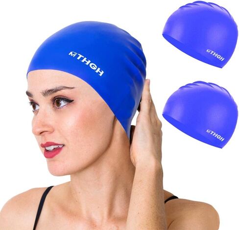 Swim Cap for Women Swimming, Silicone Swimming Cap for Men Women Unisex Adults, 2Pack MTHGH Bathing Cap for Long Hair in Saudi Arabia