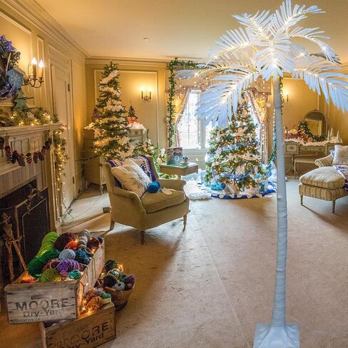Lighted 6FT Artificial Lighted Palm Tree Coconut Tree, 120 LED Lights, Decoration for Home, Party, Christmas, Nativity, Outside Patio (White) in Saudi Arabia