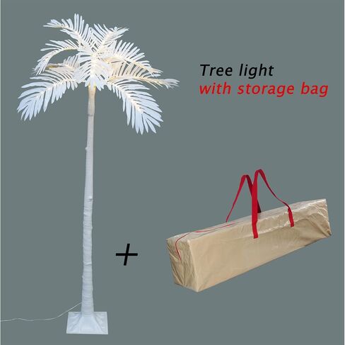 Lighted 6FT Artificial Lighted Palm Tree Coconut Tree, 120 LED Lights, Decoration for Home, Party, Christmas, Nativity, Outside Patio (White) in Saudi Arabia