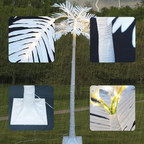 Lighted 6FT Artificial Lighted Palm Tree Coconut Tree, 120 LED Lights, Decoration for Home, Party, Christmas, Nativity, Outside Patio (White) in Saudi Arabia