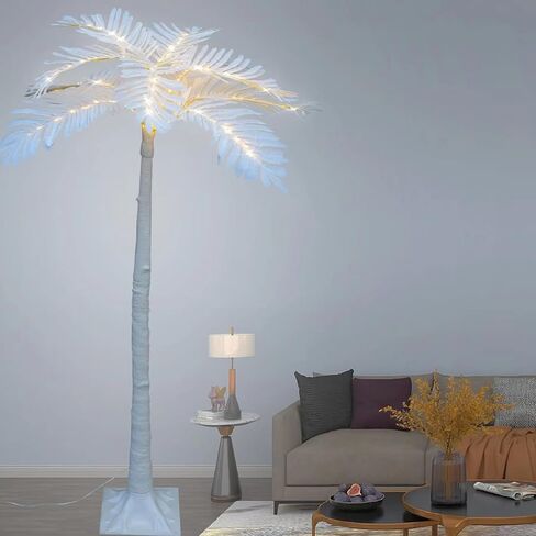 Lighted 6FT Artificial Lighted Palm Tree Coconut Tree, 120 LED Lights, Decoration for Home, Party, Christmas, Nativity, Outside Patio (White) in Saudi Arabia