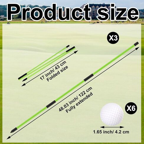 Golf Alignment Rods 6 Pcs 48 Inch Foldable Alignment Rods, Golf Alignment Aid Practice Rods Golf Alignment Rods Training Aid for Aiming, Putting, Posture Corrector, Portable Golf Training Tool in Saudi Arabia