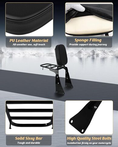 وسادة مسند ظهر خلفي للركاب قابلة للفصل مع رف أمتعة مناسب لكاواساكي فولكان 1500 1996-2018 in Kuwait