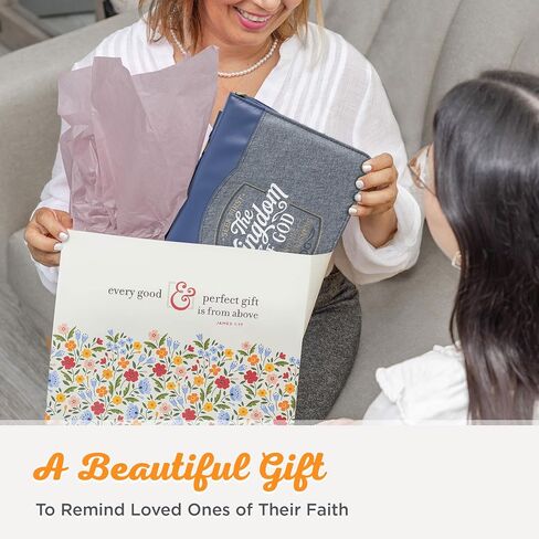 Christian Art Gifts Vegan Leather Fashion Bible Cover Carry Case for Women: Seek First the Kingdom of God - Mat. 6:33 Inspirational Scripture Verse w/Pockets, Pen Storage & Gold, Metallic Blue, Medium in Saudi Arabia
