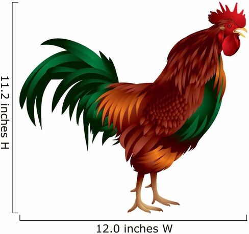 ملصق جداري بتصميم الديك قابل للتقشير واللصق (12 بوصة عرض × 11 بوصة ارتفاع) WM44433 in Kuwait