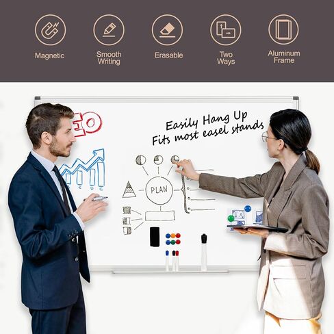 Comix Magnetic Dry Erase Board,Wall Mounted Whiteboard, Aluminum Frame White Board with Pen Tray for Office School Home (36" x 24") in Saudi Arabia