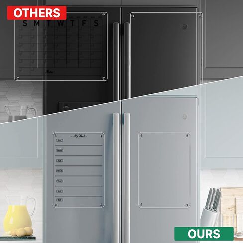 9 × 13 لوح مسح جاف أسبوعي شفاف للثلاجة قطعتين من الأكريليك المغناطيسي للمسح الجاف للثلاجة والتقويم الأسبوعي ولوحة بيضاء للمطبخ in Kuwait