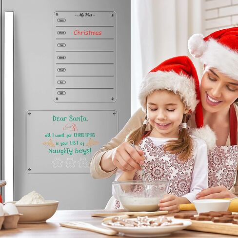 9 × 13 لوح مسح جاف أسبوعي شفاف للثلاجة قطعتين من الأكريليك المغناطيسي للمسح الجاف للثلاجة والتقويم الأسبوعي ولوحة بيضاء للمطبخ in Kuwait