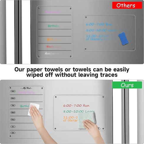 9 × 13 لوح مسح جاف أسبوعي شفاف للثلاجة قطعتين من الأكريليك المغناطيسي للمسح الجاف للثلاجة والتقويم الأسبوعي ولوحة بيضاء للمطبخ in Kuwait