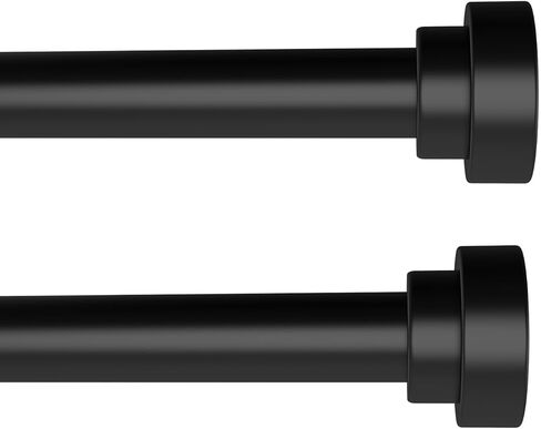 2 Pack Curtain Rods, Black Curtain Rods 28 to 60 Inch, 5/8 Inch Small Curtain Rod Set, Metal Heavy Duty Drapery Rods with Brackets, Modern Decorative Drapery Rods in Kuwait
