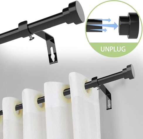 2 Pack Curtain Rods, Black Curtain Rods 28 to 60 Inch, 5/8 Inch Small Curtain Rod Set, Metal Heavy Duty Drapery Rods with Brackets, Modern Decorative Drapery Rods in Kuwait