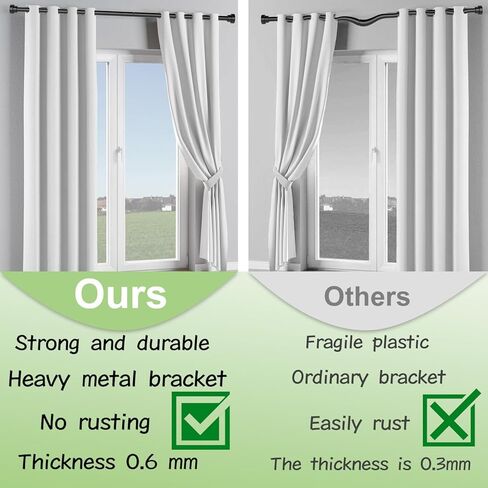 2 Pack Curtain Rods, Black Curtain Rods 28 to 60 Inch, 5/8 Inch Small Curtain Rod Set, Metal Heavy Duty Drapery Rods with Brackets, Modern Decorative Drapery Rods in Kuwait