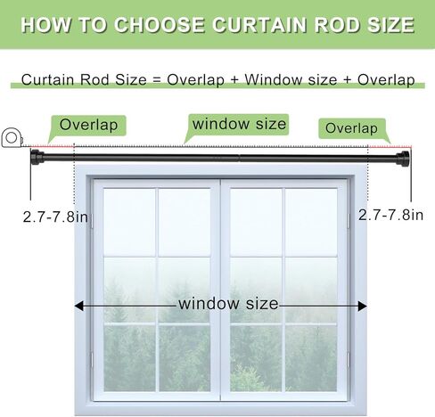 2 Pack Curtain Rods, Black Curtain Rods 28 to 60 Inch, 5/8 Inch Small Curtain Rod Set, Metal Heavy Duty Drapery Rods with Brackets, Modern Decorative Drapery Rods in Kuwait