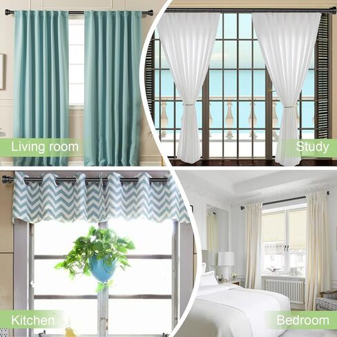 2 Pack Curtain Rods, Black Curtain Rods 28 to 60 Inch, 5/8 Inch Small Curtain Rod Set, Metal Heavy Duty Drapery Rods with Brackets, Modern Decorative Drapery Rods in Kuwait