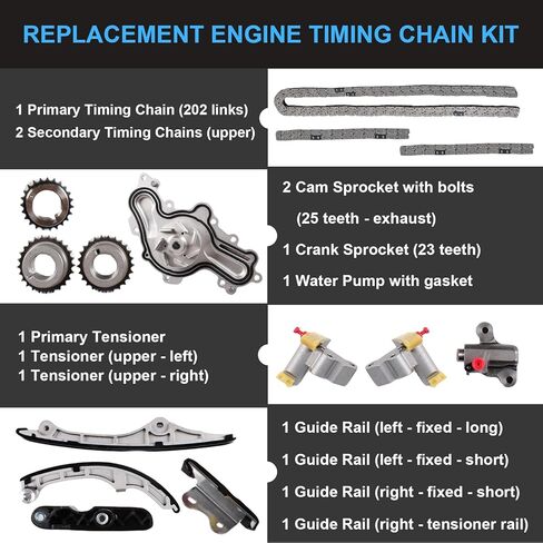 مجموعة سلسلة التوقيت مع مضخة مياه متوافقة مع 2007-2010 Ford Mercury 3.5L Lincoln Mazda 3.7L DOHC استبدال # AT4Z-6306-A، 7T4Z-6256-A in Kuwait