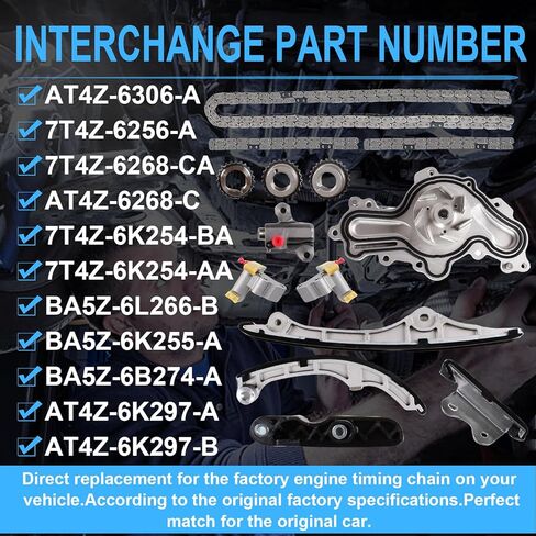 مجموعة سلسلة التوقيت مع مضخة مياه متوافقة مع 2007-2010 Ford Mercury 3.5L Lincoln Mazda 3.7L DOHC استبدال # AT4Z-6306-A، 7T4Z-6256-A in Kuwait