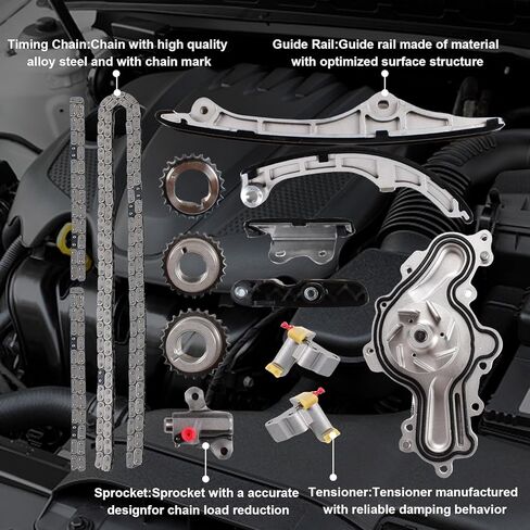 مجموعة سلسلة التوقيت مع مضخة مياه متوافقة مع 2007-2010 Ford Mercury 3.5L Lincoln Mazda 3.7L DOHC استبدال # AT4Z-6306-A، 7T4Z-6256-A in Kuwait
