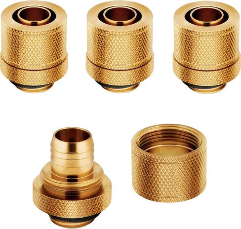 Corsair Hydro X Series, XF Compression 10/13 mm (3/8" or 1/2") ID/OD Fittings, Four Pack (G1/4 Inch BSPP Port Threads, Solid Brass Durability, Compatible with Additional Hydro X Adapters) Gold in Saudi Arabia
