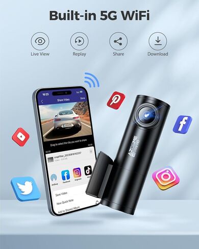 AZDOME M300S 4K Dash Cam أمامية وخلفية، 5.8G WiFi GPS Dash Camera للسيارات، بطاقة SD مجانية 64 جيجابايت، زاوية واسعة 170 درجة، التحكم الصوتي، مستشعر G، رؤية ليلية WDR، شاشة وقوف السيارات 24 ساعة، أقصى دعم حتى 256 جيجابايت in Kuwait