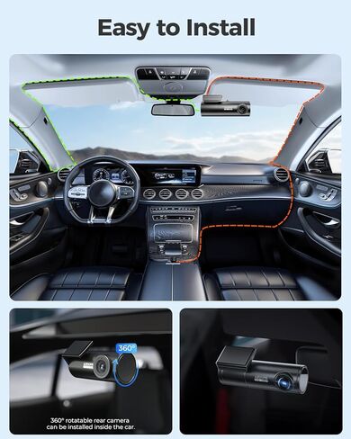 AZDOME M300S 4K Dash Cam أمامية وخلفية، 5.8G WiFi GPS Dash Camera للسيارات، بطاقة SD مجانية 64 جيجابايت، زاوية واسعة 170 درجة، التحكم الصوتي، مستشعر G، رؤية ليلية WDR، شاشة وقوف السيارات 24 ساعة، أقصى دعم حتى 256 جيجابايت in Kuwait