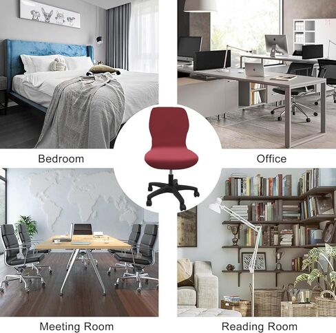 أغطية كراسي مكتب مخملية قابلة للتمدد بدون ذراع - غطاء ملون قابل للتمدد لكراسي المكتب (وردي) in Kuwait