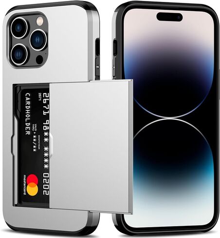 حافظة Nvollnoe لهاتف iPhone 14 مع حامل بطاقة حماية شديدة التحمل بطبقة مزدوجة مضادة للصدمات وفتحة بطاقة مخفية حافظة رفيعة لهاتف iPhone 14 للنساء والرجال (أسود) in Kuwait