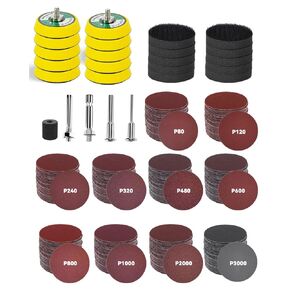 325PCS 2 Inch Sanding Discs for Drill Sanding Sander Attachment, 10PCS Hook and Loop Backing Backer Plates 1/4&1/8 Inch Shanks, Sandpaper Polishing Pads Kit for Dremel Tool Accessories Die Grinder