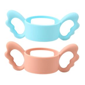 2pcs Silicone Bottle Handles Non- Comfortable Grip for Newborn Feeding Fits Standard Bottles for Encouraging Independent Drinking