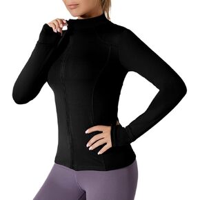 Women's Long Sleeve Sun Protection Jacket Zip Up Yoga Tops Athletic Slim Fit Workout Mock Neck Lightweight Clothes