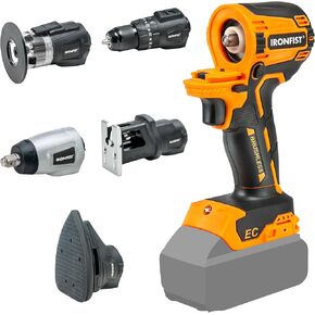 IRONFIST Cordless Power Tool Combo Kit Compatible with DEWALT 20V Battery, Brushless Electronic Chip Startup, 5 Head Impact Drill, Impact Wrench, Jigsaw, Sander, Trimmer Router (NO BATTERY)