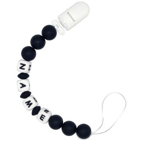 Personalized Name Pacifier Clip Pacifier Holder for Girls Boys (BlackW)