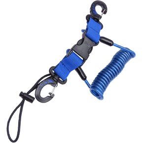 Scubas Diving Lanyard Steel Wire Spring Coiled Heavy Duty Lanyard with Buckle for Cameras and Dive Lights