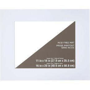 16" x 20" White Mat with 11" x 14" Opening By Studio Décor - Acid Free Mat Board for Pictures, Documents, Certificates, Artwork, and Prints - 1 Pack