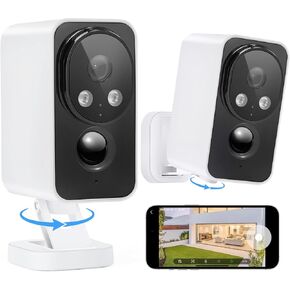 Security Cameras Wireless Outdoor Pan Rotating 180° 2K Cameras for Home Security Color Night Vision Battery 2.4GHz WiFi Camera Motion Detection Siren 2-Way Talk Waterproof Cloud/SD Storage 2-Pack