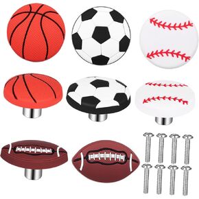 Unique Sports Ball Theme Knobs 8 Pc Set Boys and Girls' Dresser Toy Cabinet Pulls