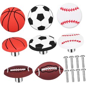 8 Pcs Sports Ball Cabinet Knobs Basketball Drawer Pulls for Boys and Girls Dresser Cartoon Furniture Handles Sturdy Comfortable Design