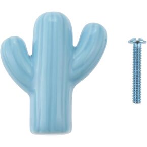 1pc Cute Cactus Ceramic Handle w/screw 43mm/1.7inch Pull Knob Cute Decor Kids Room Door Cabinet Drawer Kindergarten School Home - (Color: yellow)
