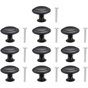 ARTIBETTER 10 Pack Black Stainless Steel Cabinet Knobs - Decorative Drawer Pulls for Kitchen, Dresser, Closet, and Cupboard Doors - Easy to Install with Screws Included