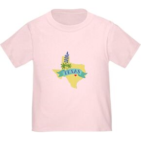 CafePress Texas State Outline Bluebonnet Flower T Shirt Cute Toddler Graphic Tee, 100% Cotton