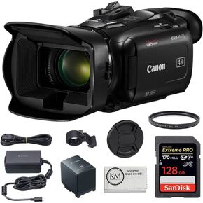 Canon Vixia HF G70 UHD 4K Camcorder (Black) Bundled with 128GB Memory Card + 58mm UV Filter + Microfiber Cleaning Cloth (4 Items)