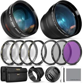DC-FZ80,55MM Essential Lens & Filter Accessory Kit for Panasonic Lumix DC-FZ80 - Bundle with Wide Angle & Telephoto Lenses, Filters Kit. (55MM)