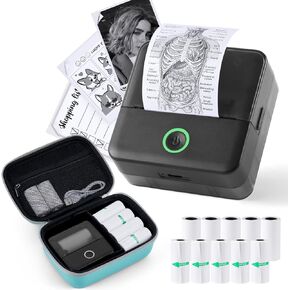 cudinham Print Pods Mini Printer, Thermal Inkless Sticker Maker with 10 Rolls Printing Paper & Hard Storage Case