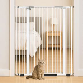 51.9" Extra Tall Cat Gate for Doorway,30"-41" Adjustable Width Pet Gate, Auto Close Pet Gate Include 2.75" and 5.5" Extension Kits,Pet Gate Indoor No Drilling for Doorways and Kitchen