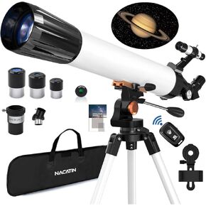 Sararoom Telescope for Adults High Powered, 70mm Aperture 700MM Refractor Telescope for Kids & Beginners, Portable Travel Telescope with Stainless Tripod, Phone Adapter, Wireless Remote, White