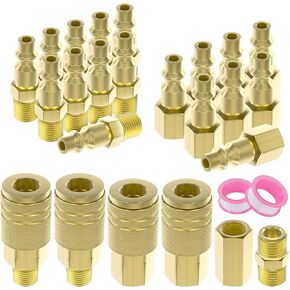 26 Pcs Air Coupler & Plug Kit,1/4" NPT Air Tool Fittings Set,Quick Connect Air Hose Fittings Air Compressor Accessories