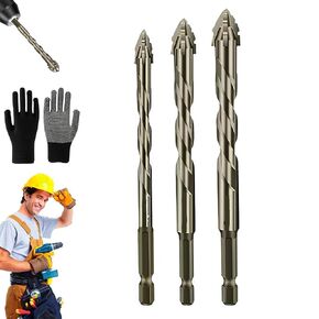 Quickpierce High-Performance Titanium-Coated Drill and Tap Set, Four Blade Serrated Eccentric Drill Bits,High-Strength Eccentric Twist Drill Bit,for Tile Marble Concrete (6-(4/5/6/8/10/12))