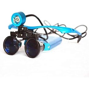 Magnifying Glasses 2.5/3.5X Binocular Magnifier Loupes+3W LED Headlight Headlamp, Blue (Blue 3.5X)