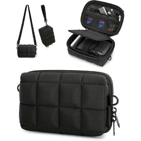 BAGSMART Digital Camera Case, Protective Puffy Camera Case with 2 Carrying Ways, Lightweight & Waterproof Small Camera Bag for Canon PowerShot/Sony DSCW800/DSCW830/GoPro - Pink